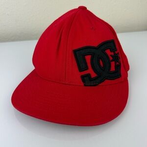 DC Red & Black Logo Hat Sz Lg/XL Flex Fit